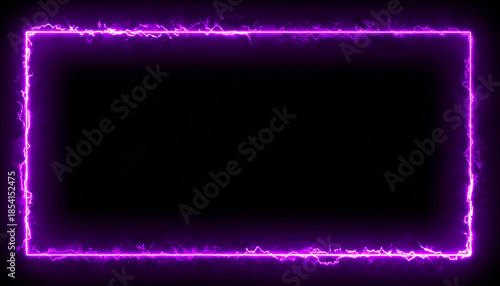 Glowing Purple Rectangle Frame on Black Background.