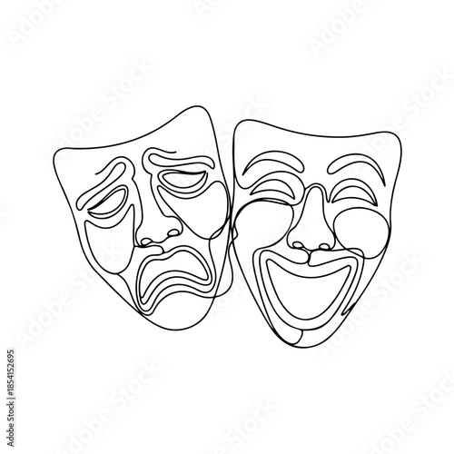 Theatrical masks isolated on transparent background