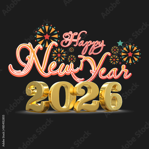 Luxury Gold Happy New Year 2026 Design, Premium New Year 2026 Fireworks Background, Elegant Happy New Year 2026 Typography, Black Gold New Year Celebration, Classy New Year 2026 Greeting,