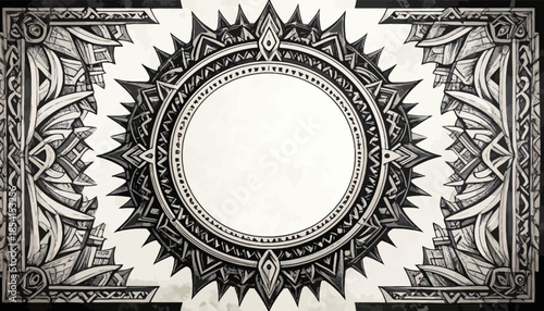 Ornate decorative frame with intricate floral and geometric patterns, perfect for adding a touch of elegance to your designs.