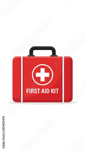 First Aid Kit with Medical Cross Icon - Emergency Healthcare Illustration