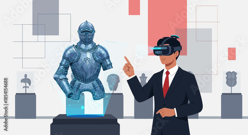 Augmented reality experience enhances historical exhibits exploration in a modern museum setting