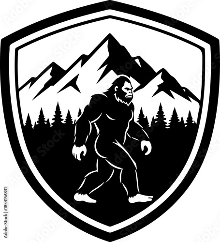 Bigfoot Silhouette Mountain Scene