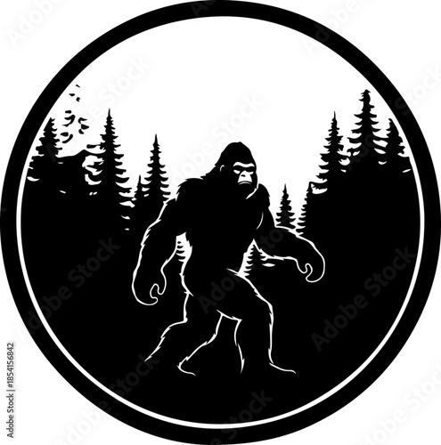Bigfoot Silhouette Mountain Scene