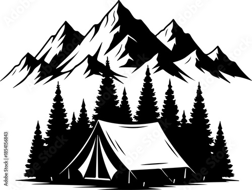 Bigfoot Silhouette Mountain Scene