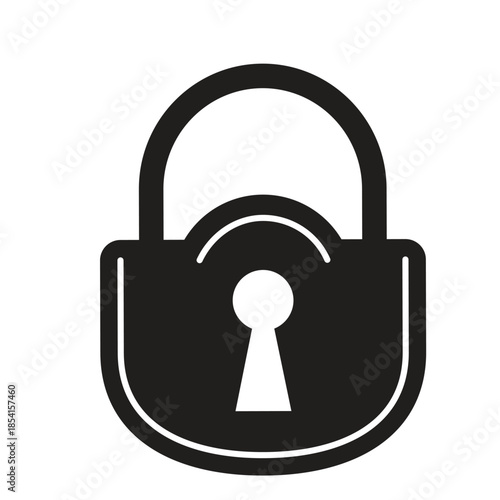 Vintage Solid Black Heart-Shaped Padlock Silhouette with Keyhole Detail