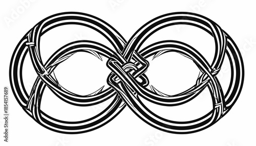 Intricate infinity symbol illustration with interwoven lines creating a complex and mesmerizing design.