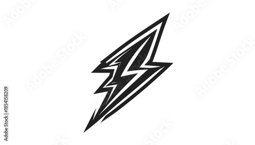 Stylized black and white lightning bolt vector illustration.