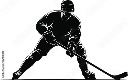 Vector illustration of Hockey defender silhouette