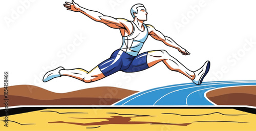 Vector illustration of Long Jump Athlete Silhouette | Track and Field Vector
