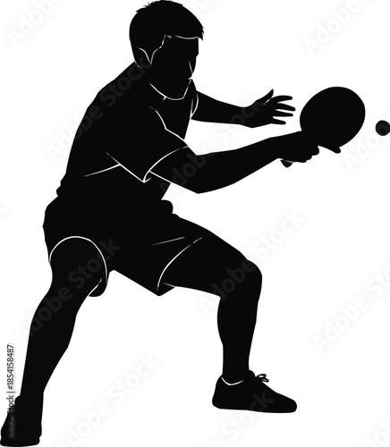 Vector illustration of Table Tennis Player Silhouette | Racket Sports Vector
