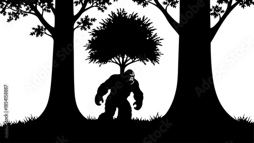 Bigfoot Silhouette Mountain Scene
