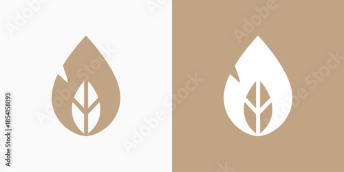 Leaf inside leaf vector logo design with modern, simple, clean and abstract style.