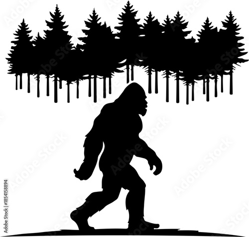 Bigfoot Silhouette Mountain Scene