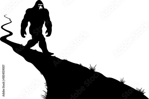 Bigfoot Silhouette Mountain Scene