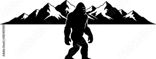 Bigfoot Silhouette Mountain Scene