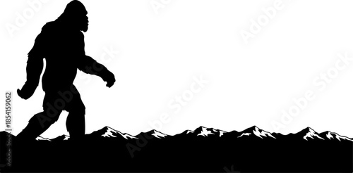 Bigfoot Silhouette Mountain Scene