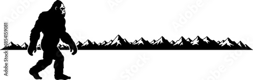 Bigfoot Silhouette Mountain Scene