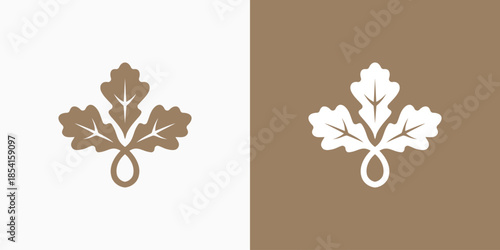 Three oak leaf vector logo design with modern, simple, clean and abstract style.