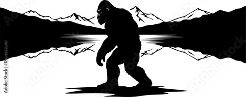 Mysterious Bigfoot Walking Through Rocky Mountain Peaks