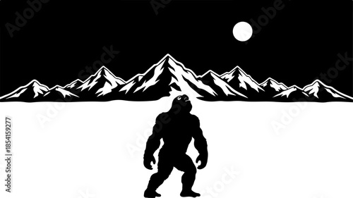Mysterious Bigfoot Walking Through Rocky Mountain Peaks
