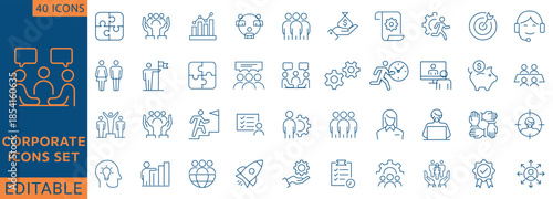 Corporate line editable icon set. Line icon collection. Fully Editable. Vector illustration.
