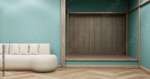 Mint living room have sofa furniture and modern room interior design minimal.3D rendering