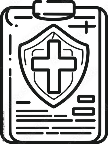 Health Insurance Icon: A clean, minimalist illustration of a medical insurance concept, symbolizing protection and well-being.