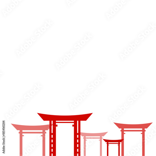 Red Chinese Gate Silhouette Illustration