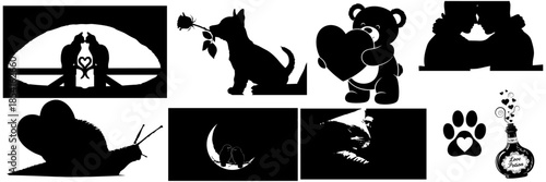 Romantic Animals and Whimsical Love Icons