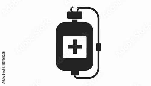 Illustration of a blood bag for medical purposes on white background.