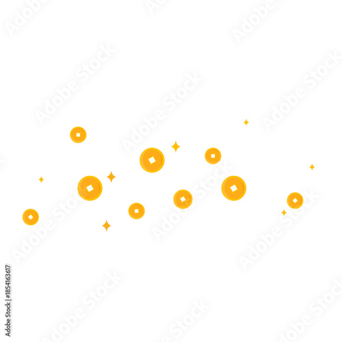 Chinese Coins with Sparkles Illustration