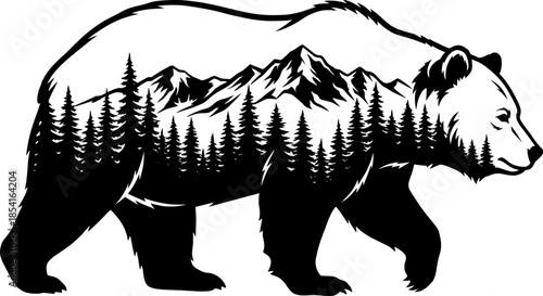 vector illustration of a bear, wild bear hiking 