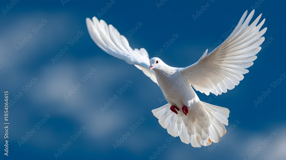 Fototapeta premium White dove soaring in the sky