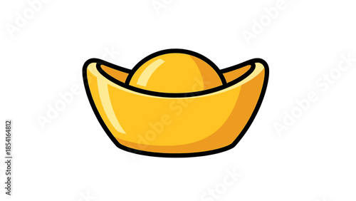 Traditional Chinese gold ingot Yuanbao cartoon vector illustration.
