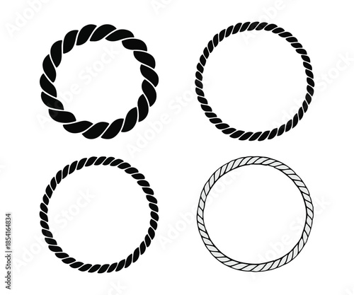 Rope Circle Vector Set – Twisted Nautical Ring Shapes Icon Collection