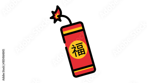 Red Chinese firecracker with the Fu character for good luck.