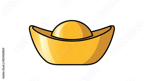 Traditional Chinese gold ingot yuanbao vector illustration isolated on white.