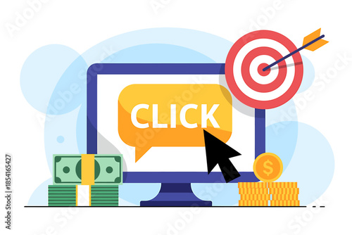 Digital Marketing Concept with Click Button and Target