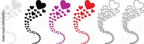 Colorful Heart Shapes Illustration Set for Valentines Day