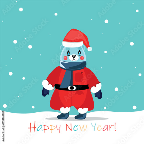  festive polar bear on a blue background