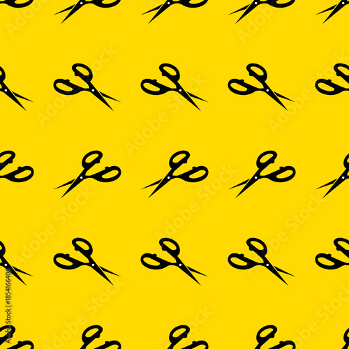 scissors seamless pattern with yellow background design vector