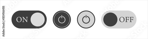 Power on off icon. Toggle switch on off icons. Switch control button for mobile apps, SaaS dashboards, system settings, admin panels, websites and modern user interface controls ui design elements. 