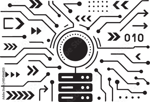 Digital Circuitry: A visual representation of intricate digital circuits, showcasing the interconnectedness of technological components in a sleek and modern design.