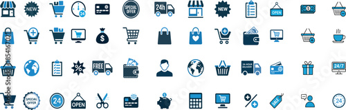 Collection of ecommerce icons for online shopping and business