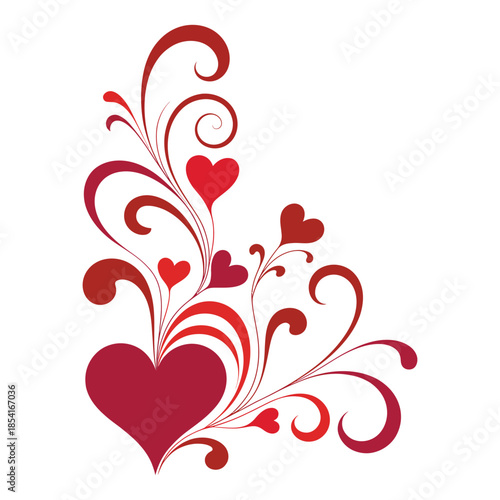 Elegant Heart Swirl Design With Romantic Flourishes For Valentine's Day Decoration Isolated On Transparent Backdrop Vector Illustration 180 Characters