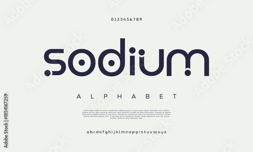 Abstract digital technology logo font alphabet. Minimal modern urban fonts for logo, brand etc. Typography typeface uppercase lowercase and number. vector illustration