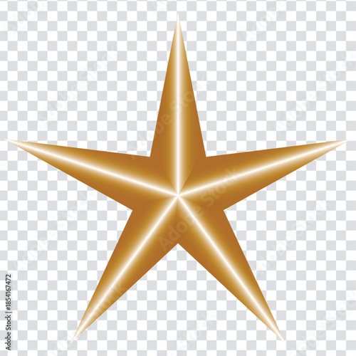 A gleaming golden star isolated on a transparent background