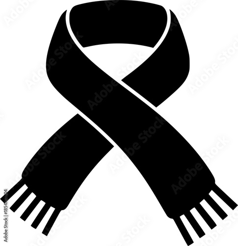 Winter Foulard Scarf Clothing Accessory Vector Silhouette Icon

