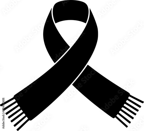 Winter Foulard Scarf Clothing Accessory Vector Silhouette Icon
